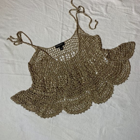 Topshop Tops - TOPSHOP Gold Net Tank Top Size S